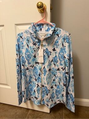 Lilly Pulitzer White Jacket with Blue Floral Print